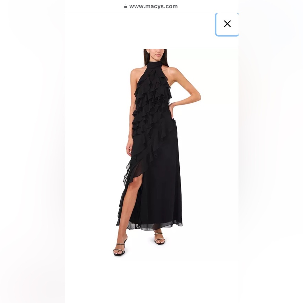 Elegant Asymmetrical Black Ruffled Evening Dress
